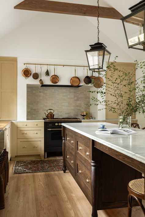 Modest English Kitchens Inspired A Modern-Heritage Renovation · Haven English Modern House, English Kitchen Design, Modern English Kitchen, Heritage Renovation, Kitchen Island Range Hood, Kitchen Island Range, Build Kitchen Island, Plain English Kitchen, Tudor Kitchen