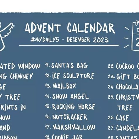 Paintable | Digital Painting Academy on Instagram: "December's prompt list is here! 🎉 #mydaily5 You can take your Daily 5 doodles to the next level by joining this month's portfolio project and creating an advent calendar with your prompts. 🍫🗓️ This month, we've chosen prompts to help you create two amazing scenes for an advent calendar 1️⃣ A cozy living room with a crackling fire and a glowing Christmas tree 🎄 2️⃣ A snow-covered house all set up for Christmas ⛄ Learn all about the monthly project through the link in the bio.   #digitalartchallenge #artchallenge #drawingchallenge #christmasartwork #artprompts #drawingprompts #artchallenge2023" December Prompts 2023, December Art Prompts, November Drawing Prompt List, Christmas Journal Prompts For Kids, December Doodle Challenge, Prompt List, Portfolio Project, Art Journal Prompts, Drawing Prompts