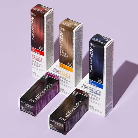 AGEbeautiful | Brands | Sally Beauty Color Packaging Design, Hair Dye Packaging, Sally Beauty Supply Hair Color, Color Packaging, Brassy Blonde, Sally Beauty Supply, Cosmetic Packaging Design, Gray Coverage, Beauty Supplies