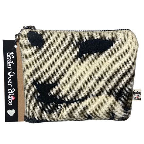 "Handmade Unique Pop Art Screen Print Cat Purse / Zipper Pouch  This cute coin purse wallet comes features my own design of a pop art style design of a sleepy cat in a black colour way, it has been hand screen printed onto a faux cream suede fabric. Also available in a hot pink colour way. Turn it over and you have a black vinyl with a rubberised feel thats super lovely to the touch. ❥ Padded inside to give a cushioned body for a truly luxurious look and feel. ❥ Handmade from alternative securel Cool Wallets, Paw Hand, Cosmic Cat, Pop Art Cat, Cute Pouch, Cat Coin Purse, Cute Coin Purse, Cute Wallet, Cat Purse