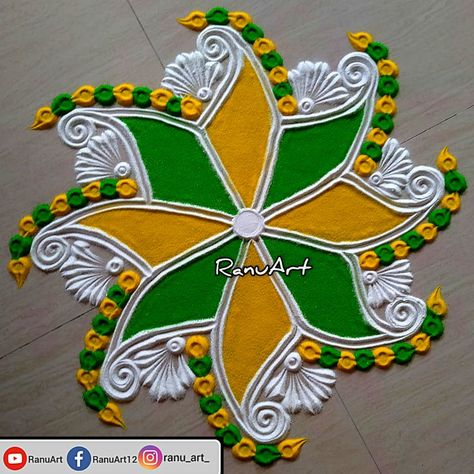 Easiest Rangoli, Colourful Rangoli, Rangoli For Diwali, Diwali 2024, Freehand Rangoli, Army Drawing, Traditional Rangoli, Design For Beginners, Rangoli Art