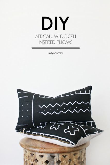 DIY african mud cloth pillows - Crazy Wonderful Diy Mud Cloth, Clothes Paint, Pillows White, Diy Throw Pillows, Pillows Black, Pillow Slip Covers, Diy Boho Decor, African Mudcloth, Paint Diy