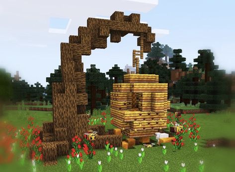 Fantasy Trees Minecraft, Sheep Pen Minecraft, Chalet Minecraft, Minecraft Cool, Construction Minecraft, Minecraft Garden, Minecraft Statues, Minecraft Decoration, Beehive Design