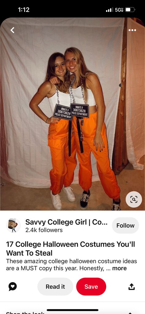 Inmate Womens Costume, Prisoner Costumes For Women, Duo Halloween Costumes Prisoner, Halloween Costumes Inmate, Coo And Prisoner Costume, Prison Inmates Costume, Female Prisoner Costume, Diy Inmate Costume Women, Jail Break Costume