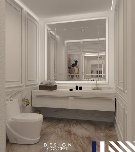 Classic Toilet Interior, Neoclassical Interior Design Bathroom, Modern Classic Bathroom Ideas, Toilet Design Classic, Bathroom Interior Design Luxury Classic, Neoclassical Bathroom Design, Classic Toilet Design, Neo Classical Bathroom, Bathroom Classic Luxury