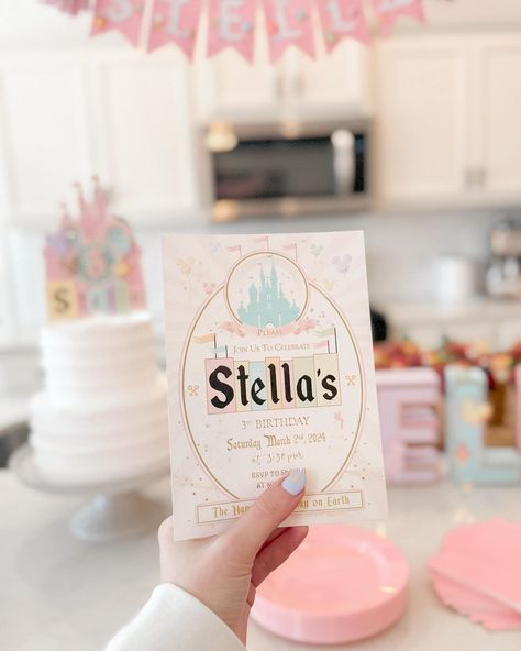 The blog post sharing every detail of Stella’s Disneyland-themed birthday is up! #disney #disneyland #disneylandparty #disneyparty #minniemouse #mickeymouse #partytheme #birthdayparty #birthdaycake #birthdayinvitation #birthdayballoons #birthdayparties #toddlerparty #toddlerpartyideas #momlife #momoftwo Disneyland Birthday Invite, Disneyland Theme Birthday Party Invitation, Disney Tea Party Birthday, Disneyland Birthday Party Invitations, Happiest Birthday On Earth Party, Disneyland 1st Birthday Theme, Disneyland Party Theme Birthday, Disney World 2nd Birthday, Disney Party Invites