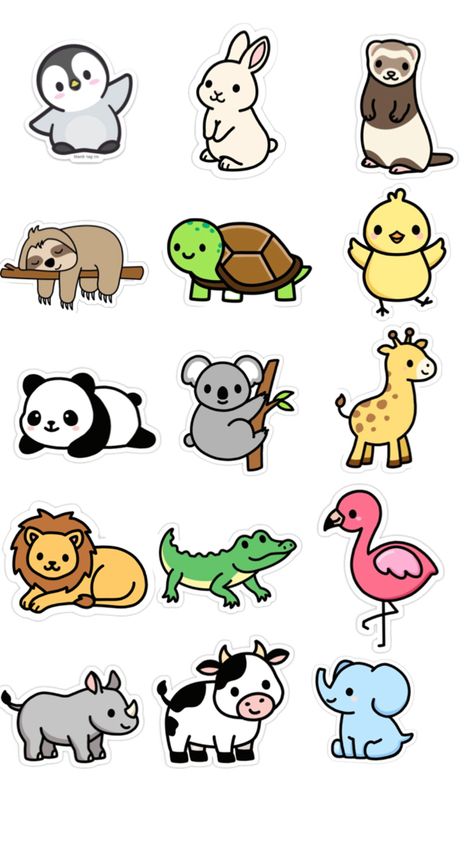 Add one extra mini sticker BE A ANIMAL probably a bee! Cute Animal Character Illustration, Cartoon Animals Cute Drawing, Easy Cartoon Animals, Aesthetic Cartoon Animals, Kawaii Animal Stickers, Clipart Animals, Doodle Art For Beginners, Sticker Design Inspiration, Japanese Pop Art