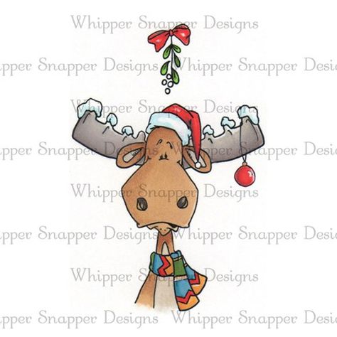 Natal, Moose Cartoon Drawing, Moose Cartoon, Whipper Snapper Designs, Christmas Doodle, Christmas Topper, Christmas Moose, Christmas Card Art, Christmas Rock