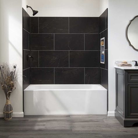 Palisade - Tub and Shower Kits Bathtub Tile Surround, Black Tile Bathrooms, Tile Tub Surround, Bathtub Tile, White Tub, Tub Tile, Tub Surround, Tub Shower Combo, Shower Surround