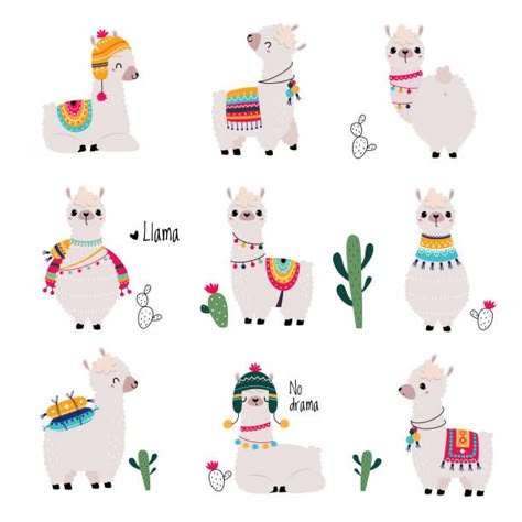 Cute Llama Illustration, Alpaca Doodle, Lama Drawing, Lama Cake, Fabric Painting Patterns, Alpaca Illustration, Alpaca Drawing, Llama Images, Alpaca Party