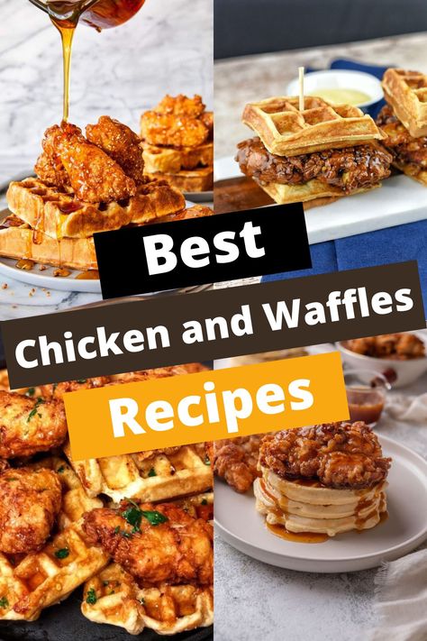 TOP 12 CHICKEN AND WAFFLE RECIPES FOR BRUNCH Brunch Ideas Chicken And Waffles, Chicken And Waffle Sauce Recipes, Waffle And Chicken Recipes, Waffles And Chicken Recipes, Chicken Waffles Brunch, Baked Chicken And Waffles Recipe, Chicken And Waffles Appetizer, Chicken And Waffles Recipe Easy, Chicken And Waffles Brunch