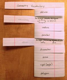 Out of index cards? Worried that your child will lose his flashcards after he takes the time to make a stack? To study for tests that requir... Vocabulary, Geometry Vocabulary, Index Cards, School Notes, I School, Sheet Of Paper, Small Garden, Flash, Good Things