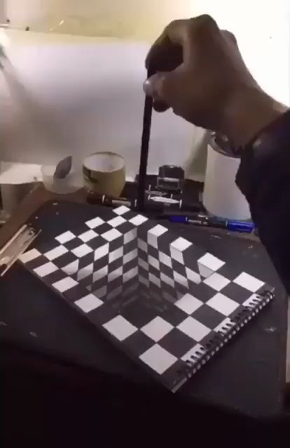 Illusion Kunst, Stylo Art, 3d Chess, Illusion Drawings, 3d Art Drawing, Really Cool Drawings, Geometric Design Art, Optical Illusions Art, Soyut Sanat Tabloları