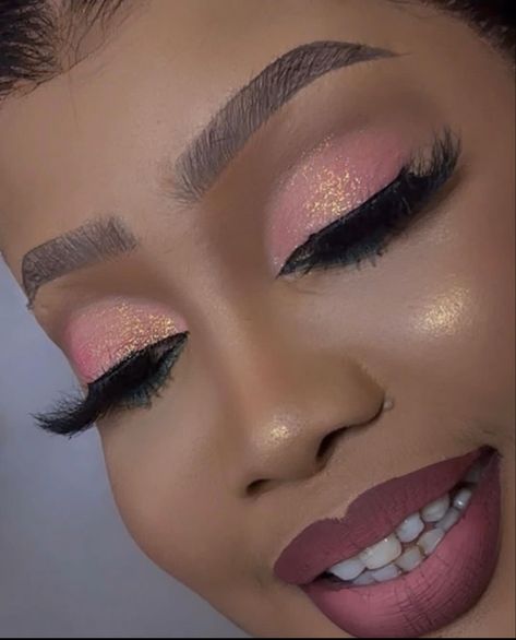 Pink Tone Makeup Looks, Make Up Soiree, Black Wedding Makeup, Very Easy Makeup, African Makeup, Flawless Face Makeup, Birthday Makeup Looks, Smokey Makeup, Face Beat Makeup