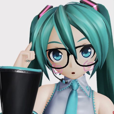 Miku With Glasses, Hatsune Miku Icon, Miku Pfp, Miku Icon, Miku Hatsune Chibi, Miku Hatsune Vocaloid, Miku Chan, Miku Vocaloid, Miku Hatsune