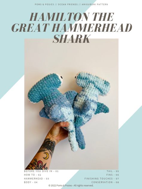 Tiburon hammerhead a crochet Plush Shark Crochet Pattern Free, Hammerhead Crochet Pattern, Hammerhead Shark Amigurumi Free Pattern, Crochet Patterns Shark, How To Crochet A Shark, Crochet Hammerhead Shark Pattern Free, Hammerhead Shark Crochet Pattern Free, Crochet Ferret Pattern Free, Crochet Shark Free Pattern