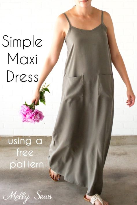 Simple Maxi Dress, Simple Maxi, Melly Sews, Dress Sewing Tutorials, Summer Sundresses, Sewing 101, Trendy Sewing, Simple Summer, Beginner Sewing Projects Easy