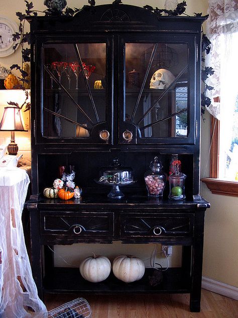 Witch's Cabinet by Love Manor, via Flickr Edgy Furniture, Eccentric Furniture, Spooky Dollhouse, Goth Apartment, Gothic Farmhouse, Goth Kitchen, Witch Cottage, Crimson Peak, Gothic Furniture