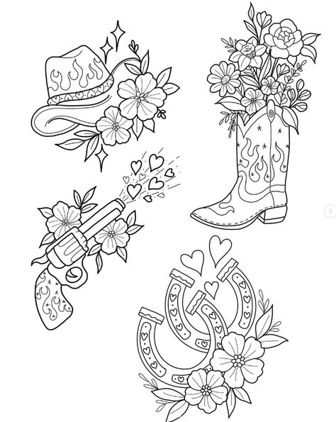 #tattoodesign #tattoodrawing #cutetattoos #girlytattoos #cowboyboots #westerntattoo #tattoo #uktta #uktattoo #inkrdgirls
11w Western Flash Art Tattoo, Drawings For Tattoo Portfolio, Texas Skull Tattoo, Girly Cowboy Hat Tattoo, Western Theme Drawings, Western Flash Tattoo Sheet, Western Flowers Tattoo, Matching Western Tattoos Couples, Cowgirl Flash Tattoo