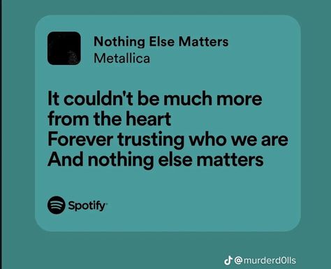 Nothing Else Matters Lyrics, Metallica Lyrics, Regrets And Mistakes, Random Lyrics, Zatanna Zatara, Metal Songs, Music Things, Music Pics, Spotify Lyrics