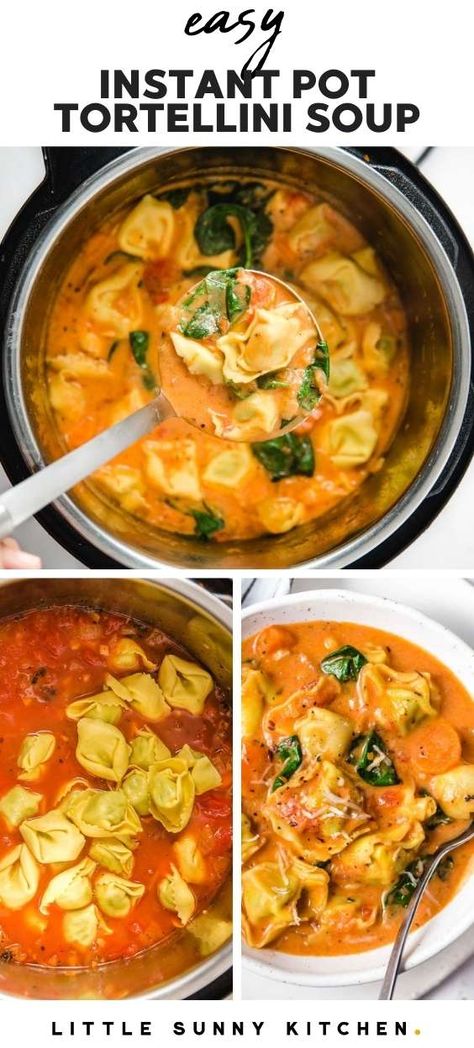 Instant Pot Recipes Easy Soups, Instant Pot Cheese Tortellini Soup, Fall Meals Dinners Instant Pot, Instant Pot Soup Tortellini, Hearty Cheese Tortellini Soup, Simple Instant Pot Soup, Fall Stew Instant Pot, Instant Pot Winter Soup, Few Ingredient Instant Pot Meals