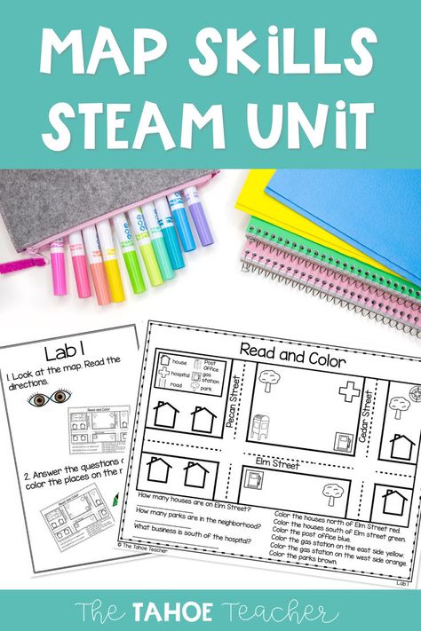 Make learning to read a map fun and easy with these engaging stations! Students create maps, read maps, write the room, and more! This Social Studies unit is perfect for first grade, second grade, or third grade. Maps First Grade, Learning Maps, Third Grade Social Studies, 3rd Grade Social Studies, Science Stations, Cardinal Directions, Social Studies Unit, Map Worksheets, Create A Map