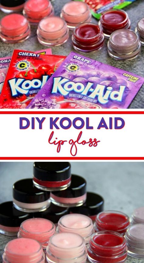 DIY Kool Aid Lip Gloss - A Little Craft In Your Day Grade 7 Market Day Ideas, Diy Market Day Ideas For Kids, Girls Day Ideas For Kids, Kool Aid Lip Gloss, Lip Gloss Diy Recipes, Lip Gloss Tutorial, Kool Aid Packets, Lip Gloss Recipe, Gloss Diy