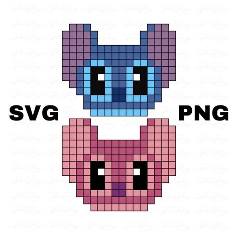 Pixel Art Disney Stitch, Couple Pixel Art, Stitch Cricut, Pixel Art Stitch, Stitch Pfp, Stitch Couple, Angel Stitch, Stitch Svg, Modele Pixel Art