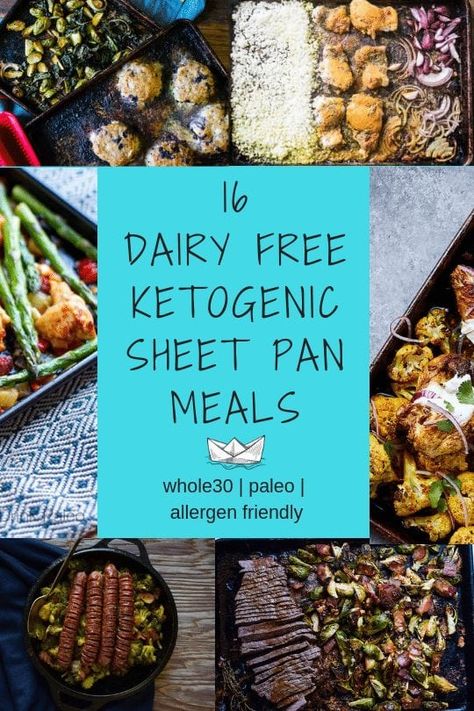 Sheet Pan Dinners are the perfect, hands off, easy meal for any time. These dairy free keto, paleo and Whole30 recipes are your tool box for quick and effortless meals the whole family will love! #keto #paleo #sheetpan #dairyfree Easy Keto Meals Dairy Free, Keto Dinner Non Dairy, Whole30 Keto Recipes, Gluten And Dairy Free Keto Recipes, Dairy Free Low Carb Meals, Keto Recipes Non Dairy, Low Dairy Keto, Gf Df Keto Recipes, Keto And Dairy Free Recipes