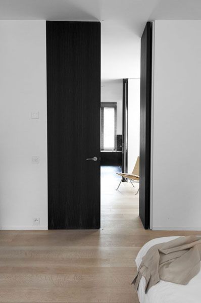 Full Height Internal Doors, Contemporary Internal Doors, Frameless Door, Door Sliding, Black Door, 아파트 인테리어, Black French, French Doors Interior, Bedroom Doors