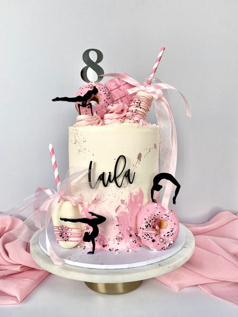 Dance Birthday Cake, Chocolate Explosion Cake, Gymnastics Birthday Cakes, Gymnastics Cakes, Girly Birthday Cakes, Ballet Cakes, Dance Cakes, 6th Birthday Cakes, Gymnastics Birthday