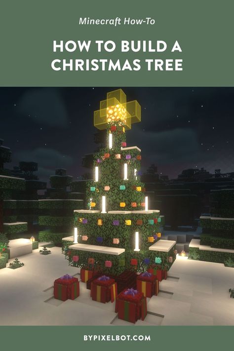 Minecraft Christmas Tree Build (Simple Tutorial) Decorations For Minecraft, Christmas Ideas Minecraft, Minecraft World Decorations, Christmas Builds Minecraft, Christmas Tree Minecraft Ideas, Minecraft Christmas Tree Tutorial, Mincraft Idea Christmas, Minecraft Christmas Building Ideas, Christmas Minecraft Decorations