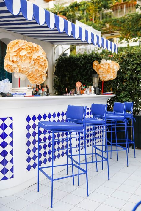 Amalfi Coast Restaurant Design, Amalfi Coast Decor, Amalfi Style, Colorful Outdoor Furniture, Alyson Haley, Living In London, The Amalfi Coast, Pool Bar, 50 Style