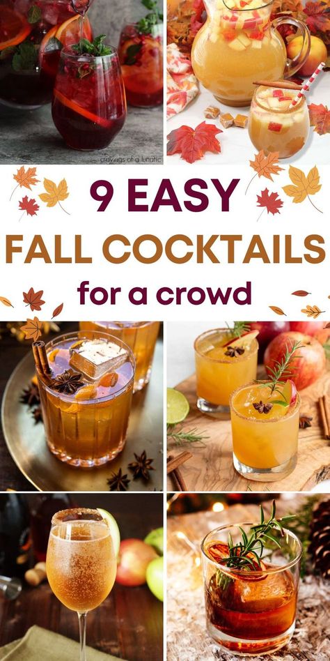 Thanksgiving Cocktails for a crowd Dinner Party Drinks Cocktails, Thanksgiving Cocktails For A Crowd, Fall Party Drinks, Fall Drinks Alcohol, Dinner Party Drinks, Cocktails For A Crowd, Thanksgiving Recipes Drinks, Fall Cocktail Recipes, Cocktail Party Appetizers