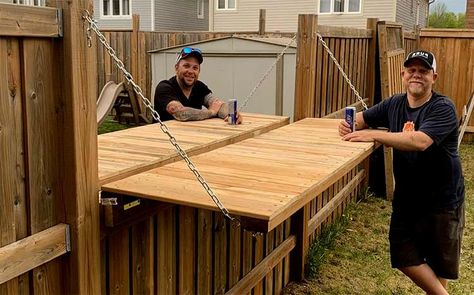 Who pays for a fence between neighbors? Fence Dividing Neighbors, Fence Table Fold Down Neighbors, Fence Between Neighbors, Good Neighbor Fence, Fence Construction, Building A Door, Fence Doors, Diy Fence, Building A Fence