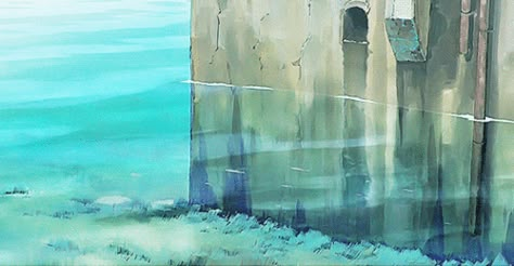 Studio Ghibli Water, Ghibli Water, Water Gif, When To Give Up, Water Aesthetic, Anime Gifs, Animation Reference, Anime Gifts, Japanese Animation