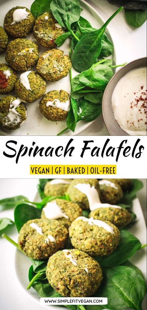 Fingerfood Recipes, Daily Greens, Baked Falafel, Falafel Recipe, Falafels, Oil Free Vegan, Spinach Recipes, Vegan Lunch, Vegan Dinner Recipes