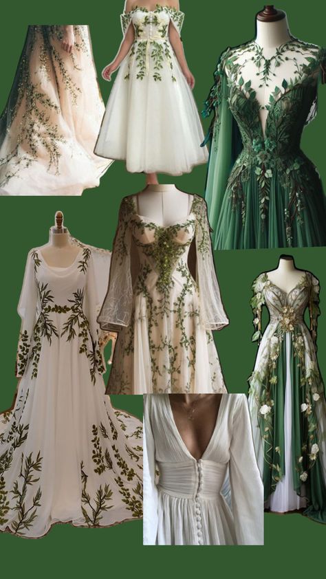 Cute Forest Aesthetic, Forest Aesthetic Wedding, Green And White Wedding Dress, Forest Gown, Elvish Wedding Dress, Marriage Vibes, Elopement Attire, Alice N Wonderland, Dream Wedding Aesthetic