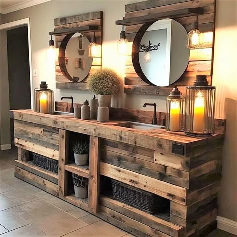 Ideas For Wood Pallets, Western House Ideas, Country Bedroom Decor, Diy Pallets, Ranch House Decor, Western Bedroom Decor, Barn House Design, Barn Style House Plans, Rustic Bathroom Designs