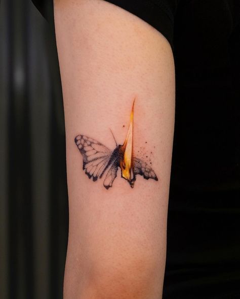 Handmade Tattoo, 16 Tattoo, Flame Tattoos, Handpoke Tattoo, Fire Tattoo, Moth Tattoo, Dope Tattoos, Simplistic Tattoos, Minimal Tattoo