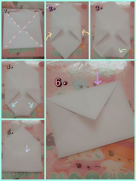 How To Make An Envelope Step By Step, How To Make A Love Letter, Penpals Ideas, Paper Crafts Simple, Homemade Envelopes, Make An Envelope, Penpal Ideas, Diy Step, Origami Envelope