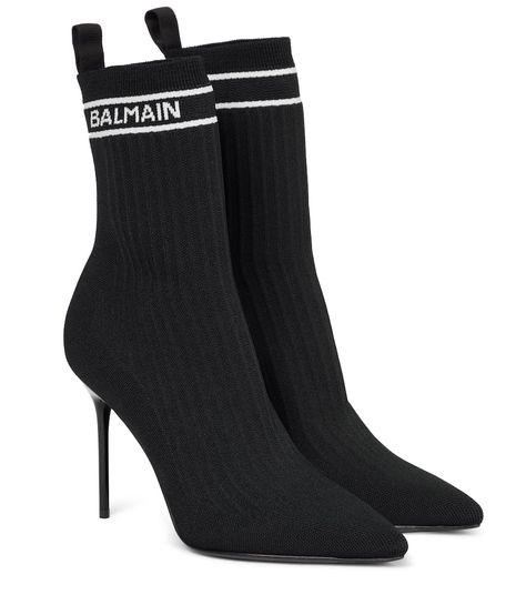 Balmain - Skye sock boots | Mytheresa Balmain Shoes, Mid Heel Boots, Sock Boots, Boot Jewelry, Socks And Heels, Brown Ankle Boots, Formal Shoes, Mid Heel, Ankle Socks