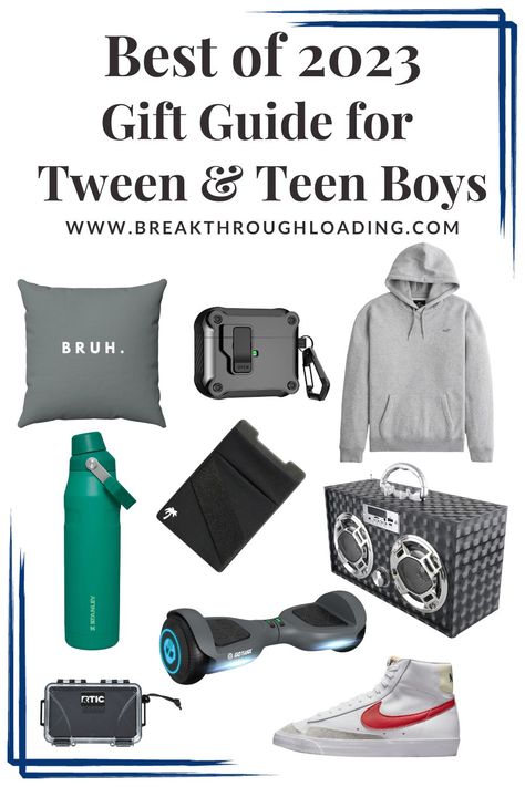 Are you looking for the perfect gift for a tween or teen boy? Discover the ultimate selection of stylish and comfortable clothing, classic accessories, rugged outdoors and sports gear, and other unique and fun gifts. From thoughtful gifts to useful items, find the perfect present for every guy! Check out all 35+ unique gift ideas on the blog! Pre Teen Boy Gift Ideas, Top Gifts For Teenage Boys, Gifts For Teenage Boys 2023, Gifts For Teen Boys 2023, Unique Gifts For Teenage Boys, Gift Ideas For 11 Year Boy, Gifts For 14th Birthday Boy, Teen Boy Christmas Gifts 2023, Gifts For 15 Year Boy