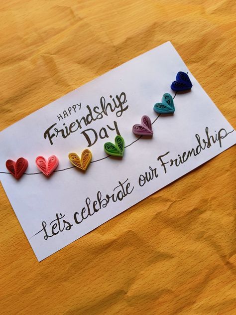 Quilling friendship day card 🎁💝 Friendship Day Cards Handmade Friends, Friendship Day Cards Handmade, Friendship Day Card Ideas, Friendship Cards Handmade, Friendship Day Gift Ideas, Friendship Day Cards, Handmade Cards For Friends, Cute Friendship Quotes, Handmade Gifts For Friends