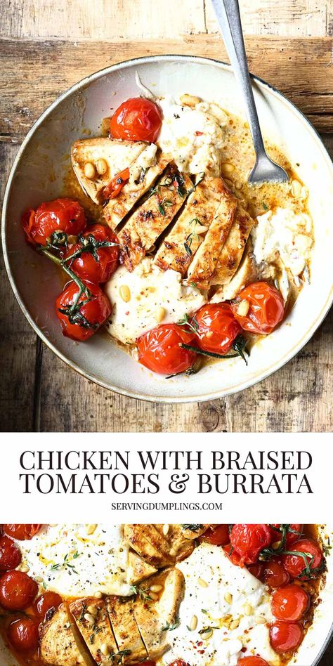 Tomatoes And Burrata, Burrata Recipe, Poultry Dishes, Yummy Meals, Fast Lunch, Duck Recipes, Tomato Recipes, Christmas 2020, Chicken Dinner Recipes