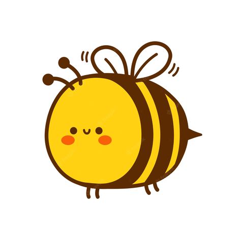 Funny Bee Drawing, Cute Bumblebee Drawing, Kawaii Bumble Bee, Cartoon Bees Cute, Bee Drawing Simple Cute, Bee Illustration Cute, Smile Graphic Design, Bee Cute Drawing, Cute Honey Bee Drawing