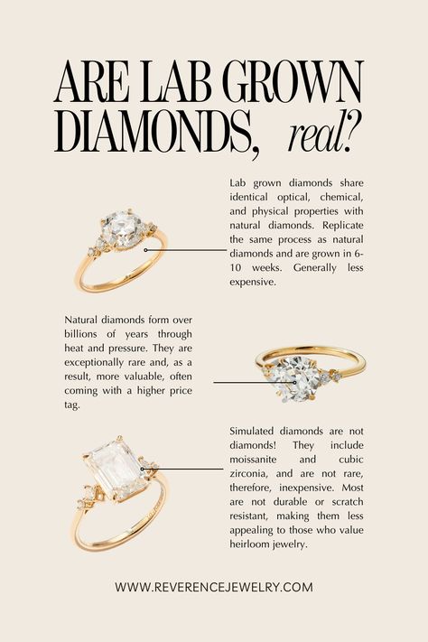 Uncover the truth about diamonds with Reverence's clarity. Compare natural diamonds, lab-grown diamonds, and different types of diamonds. Dive into carat weight, ethical engagement rings, and sustainable diamonds to confidently design your dream ring with unique shapes and luxurious designs. Nature, Lab Vs Natural Diamond, Jewellery Content, Diamond Facts, Jewellery Advertising, Creative Jewelry Photography, Ethical Engagement Ring, Story Post, Ring Inspo