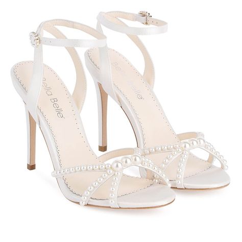 Chic Wedding Shoes for Brides & Bridal Parties | Bella Belle Wedding Shoes Sparkly, White Heels With Pearls, Bday Shoes, Wedding Heels For Bride, Pearl High Heels, Pearl Wedding Accessories, Pearl Heels, Pearl Wedding Shoes, Wedding Shoes Low Heel