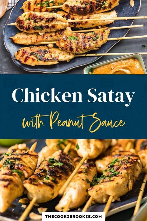 Chicken Satay Marinade, Satay Marinade, Chicken Satay With Peanut Sauce, Appetizer Skewers, Peanut Satay Sauce, Peanut Satay, Chicken Satay Recipe, Easy Peanut Sauce, Satay Recipe