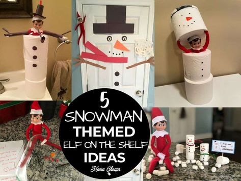 Snowman Themed Elf on the Shelf Ideas - Mama Cheaps® Snowman Elf On The Shelf, Elf On The Shelf Snowman, Wlf On The Shelf, Melted Snowman, Elf Fun, Diy Snowman, Elf Ideas, Build A Snowman, Elf On The Shelf Ideas